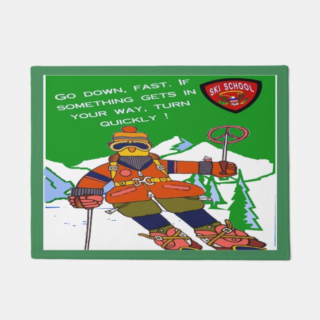 Ski School Funny Doormat (Front)