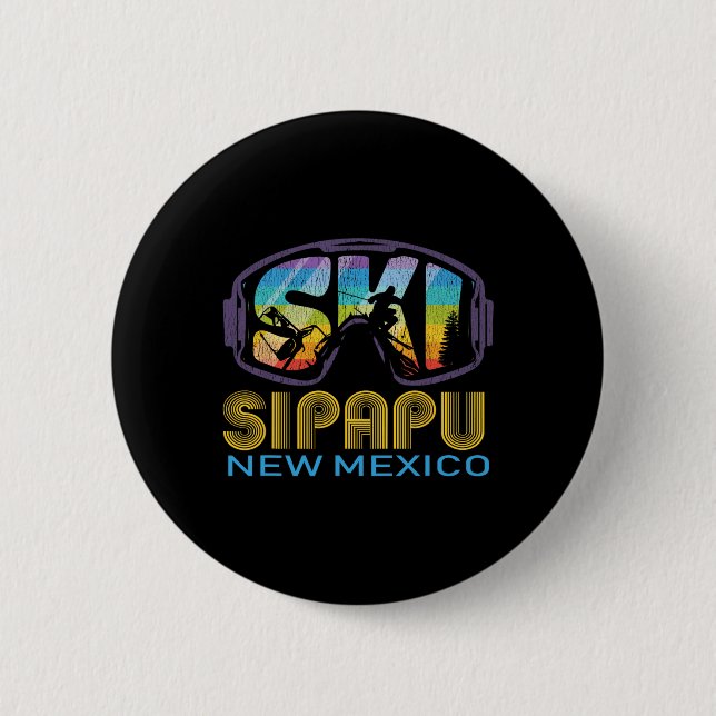 Ski Sipapu New Mexico Skiing Vacation  2 Inch Round Button (Front)