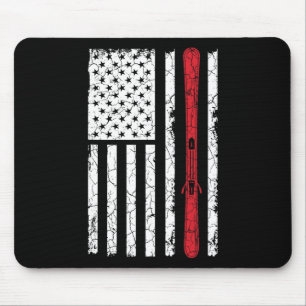 Ski Skiier American Flag Skiing Usa Gift Mouse Pad