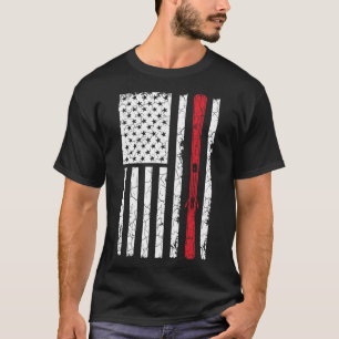 Ski Skiier American Flag Skiing Usa Gift  T-Shirt