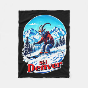 Ski skiing adventure goat in denver mountains fleece blanket