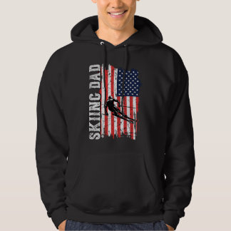 Ski Skiing Dad Winter Sports Father Skier US Flag Hoodie