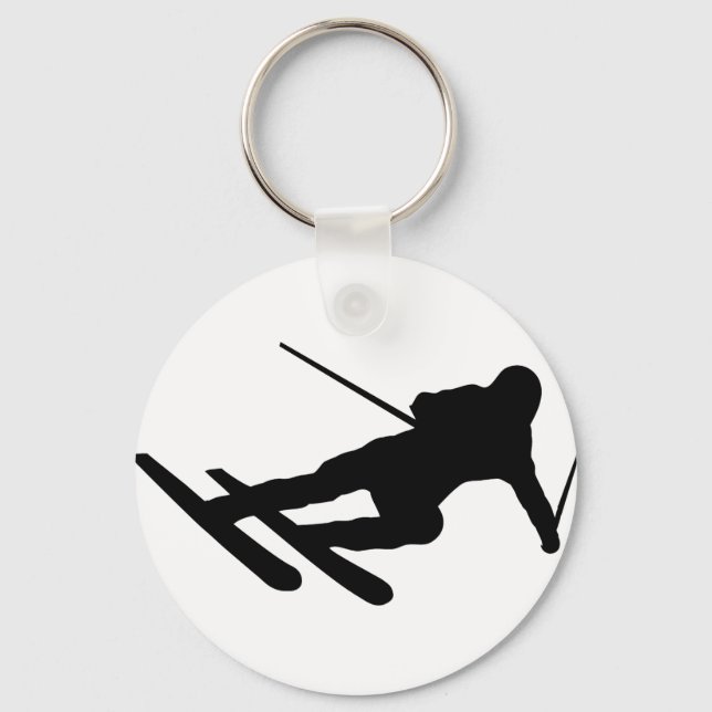 ski skiing downhill skier keychain (Front)