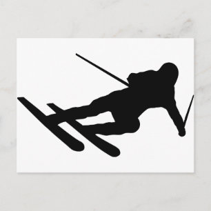 ski skiing downhill skier postcard