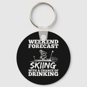 Ski Skiing Drinking Chance Beer Wine Alcohol Funny Keychain