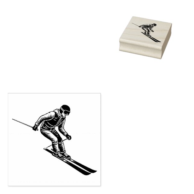  Ski Skiing Mountains Skier Winter Sports Rubber Stamp (Stamped)