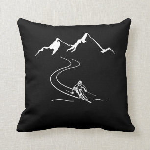 Ski Skiing Mountains Skier Winter Sports Throw Pillow