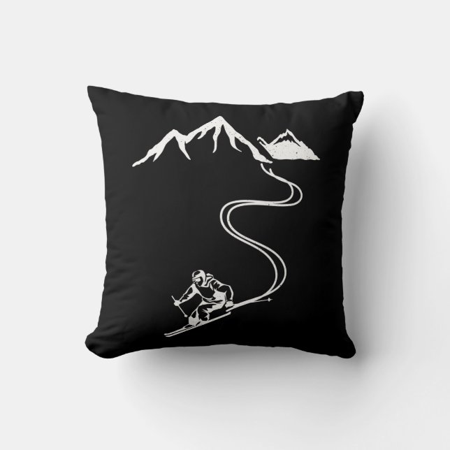 Ski Skiing Mountains Skier Winter Sports Throw Pillow (Front)