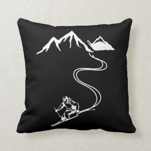 Ski Skiing Mountains Skier Winter Sports Throw Pillow