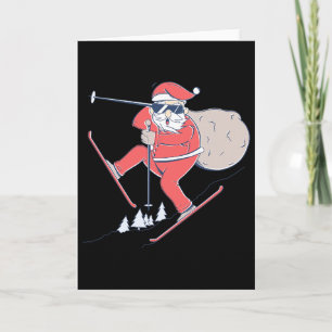 Ski Skiing Snow Santa Claus Christmas X-mas Gift Card