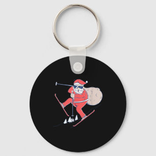 Ski Skiing Snow Santa Claus Christmas X-mas Gift Keychain