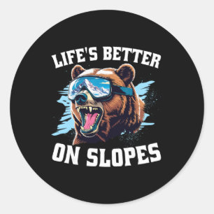 Ski Skiing Winter Sport Life's Better On Slopes Classic Round Sticker