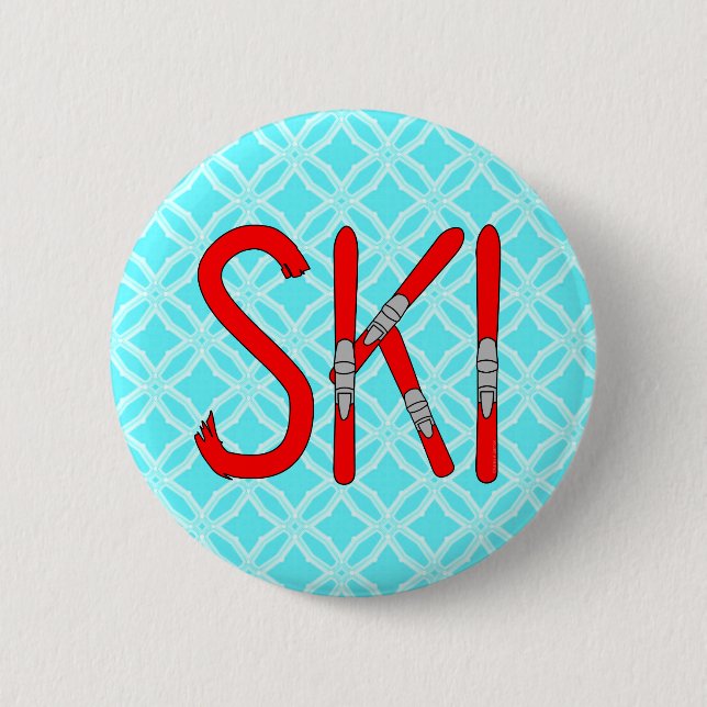 Ski Skis 2 Inch Round Button (Front)