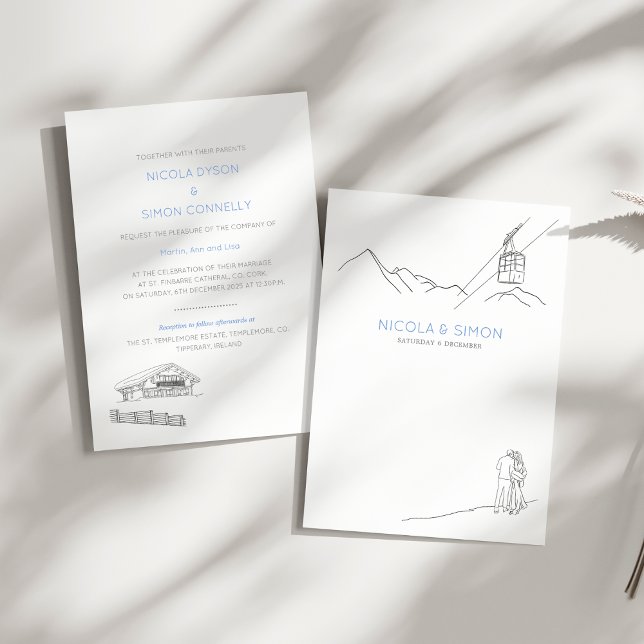 Ski Slopes Couple In Love Winter Mountaintops Invitation (Creator Uploaded)