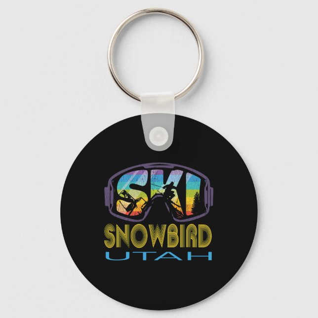 Ski Snowbird Utah Skiing Vacation  Keychain (Front)