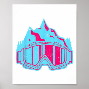 Ski Snowboard Goggles Retro Vintage 80s 90s Skiing Poster