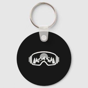 Ski Snowboard Shirt Goggles Skiing Snow Mountain W Keychain