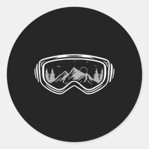 Ski Snowboard Shirts, Mountain Winter Snow Skiing Classic Round Sticker