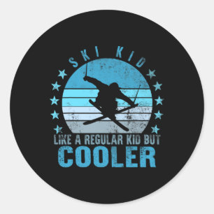 Ski Snowboard Ski Kid Skiing Lover Snow Mountain W Classic Round Sticker