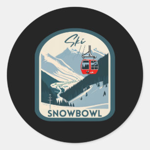 Ski Snowbowl Retro Vintage Style Snowbowl Skiing Classic Round Sticker