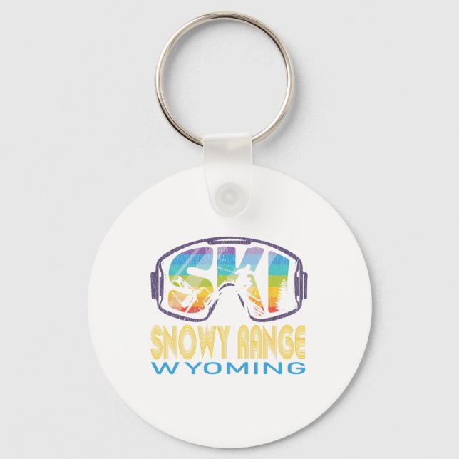 Ski Snowy Range Wyoming Skiing Vacation  Keychain (Front)