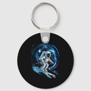 Ski space winter sport skier funny skiing astronau keychain