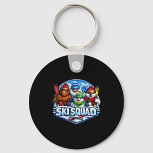 Ski squad sasquatch yeti snowman polar bear skiing keychain