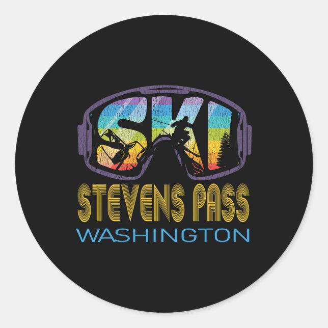 Ski Stevens P Washington Skiing Vacation  Classic Round Sticker (Front)