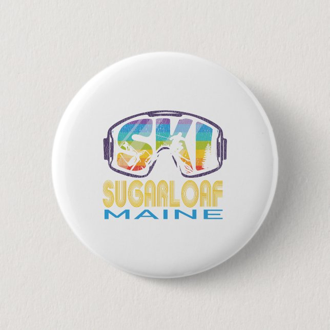Ski Sugarloaf Maine Skiing Vacation  2 Inch Round Button (Front)