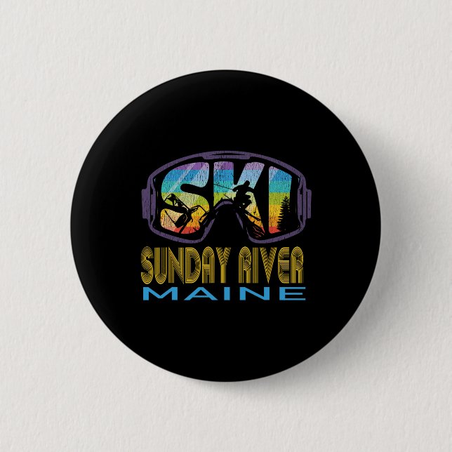 Ski Sunday River Maine Skiing Vacation  2 Inch Round Button (Front)