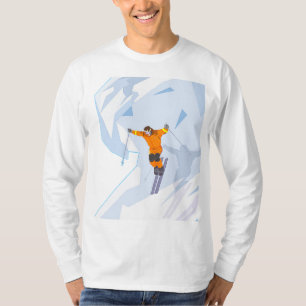 Ski sur T-shirt de base de la douille des hommes