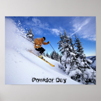 Ski sur une affiche de la journée en poudre