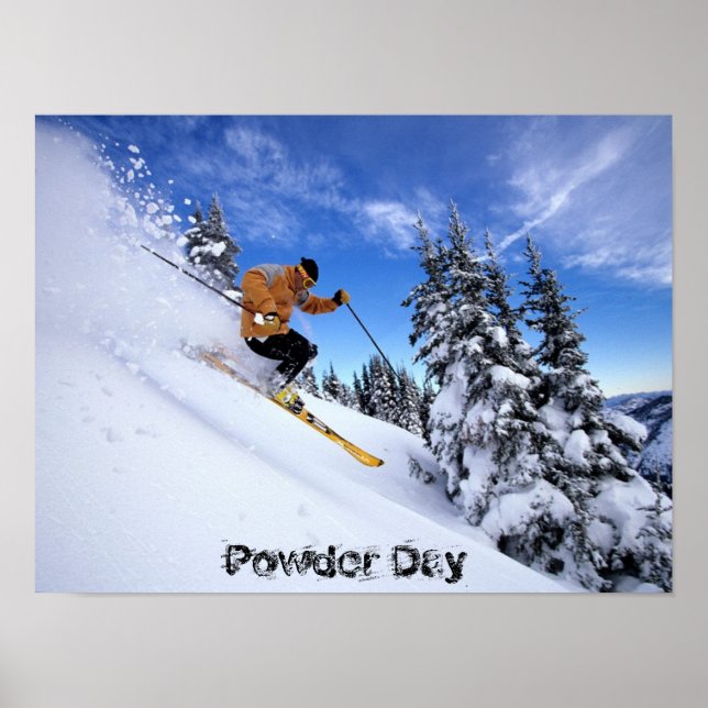 Ski sur une affiche de la journée en poudre (Devant)