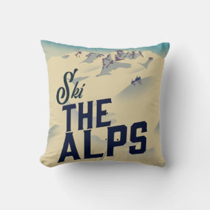 Ski The Alps Giant Coffee Mug Throw Pillow
