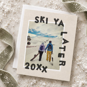 Ski Theme Unique Winter Christmas Photo Holiday Card