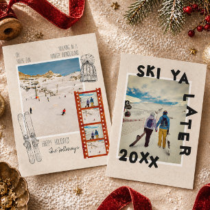 Ski Theme Unique Winter Christmas Photo  Holiday Card