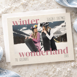 Ski Theme Winter Wonderland Christmas Photo  Holiday Card