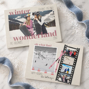 Ski Theme Winter Wonderland Christmas Photo  Holiday Card