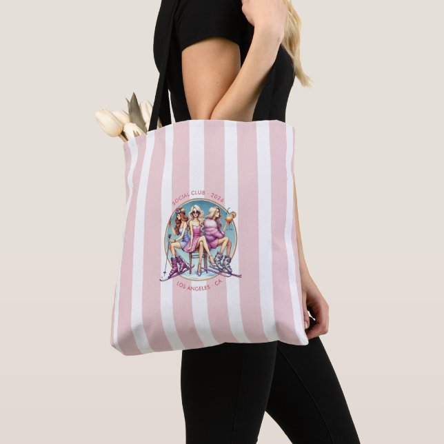 Ski-Themed Bachelorette Weekend Social Club Tote Bag (Close Up)