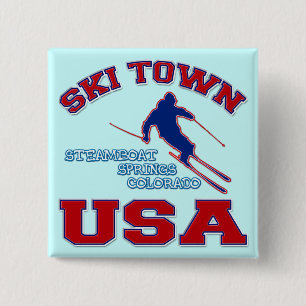 Ski Town USA, Steamboat Springs, Colorado 2 Inch Square Button