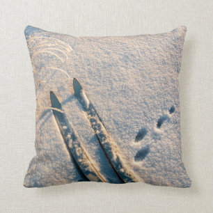 Ski track throw pillow