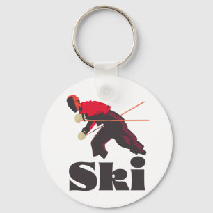 Ski travel poster Postcard Keychain
