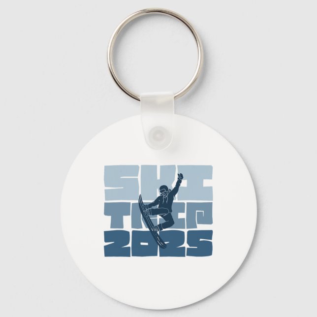 Ski Trip 2025 Men Women Funny Skiing Snowboard  Keychain (Front)