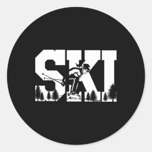 Ski Trip Skiing Classic Round Sticker