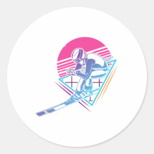 Ski Trip Skiing Retro Vintage 80s 90s  Classic Round Sticker
