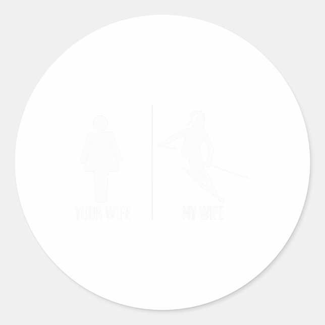 Ski Trip Skiing Wife Husnd Marriage  Classic Round Sticker (Front)