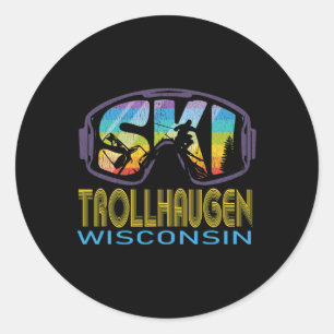 Ski Trollhaugen Wisconsin Skiing Vacation Classic Round Sticker