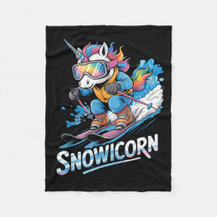 Ski unicorn winter sport skier funny skiing  fleece blanket