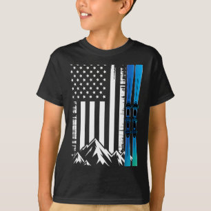 Ski usa american flag winter sport skier skiing  T-Shirt