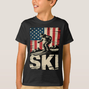 Ski usa flag winter sport skier american flag T-Shirt